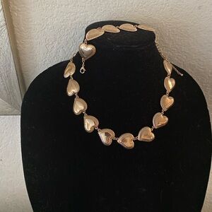 Gold Heart Necklace & Bracelet